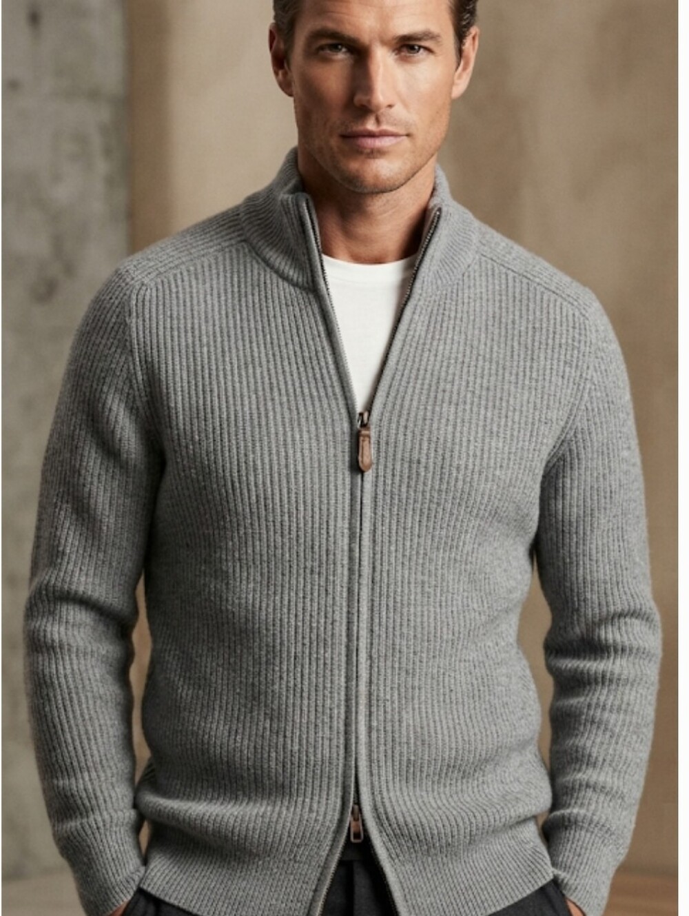 Everlane Merino  Wool Zipped Sweater Heathered Grey Size Large